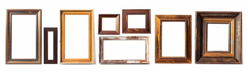 picture frame set isolated on white background gold vintage