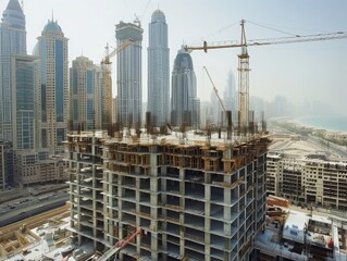 Fototapeta premium MAJESTIC CONSTRUCTION INDUSTRY ON THE ARAB DESERT