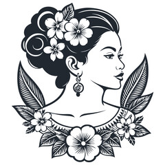 Hawaiian woman, vector illustration
