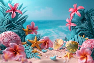 Summer colorful background. sunglasses. The concept of summer holidays