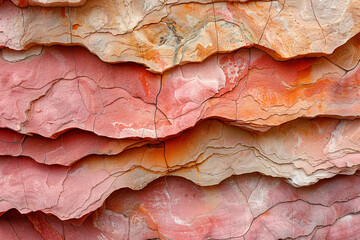 Textured Layers of Multicolored Canyon Rock Close-Up
