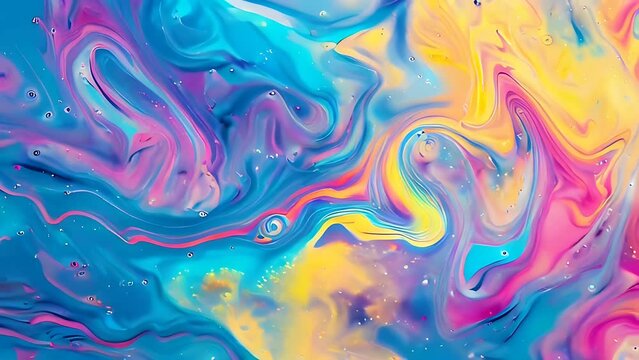Vivid Abstract Swirling Colors Captured in Close-Up During Artistic Creation Process