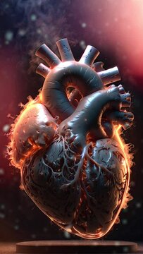 Realistic Smoke Heart on Dark Background, forms the silhouette of a heart Valentine's Day concep