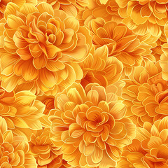 Vibrant Golden Marigold Floral Pattern on a Sunny Background