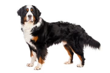 Bernese mountain dog standing isolated on transparent background