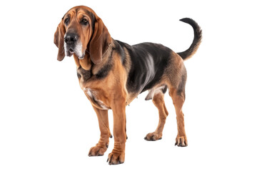 Bloodhound dog standing isolated on transparent background - obrazy, fototapety, plakaty