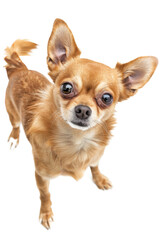 Chihuahua dog standing, top view, isolated on transparent background