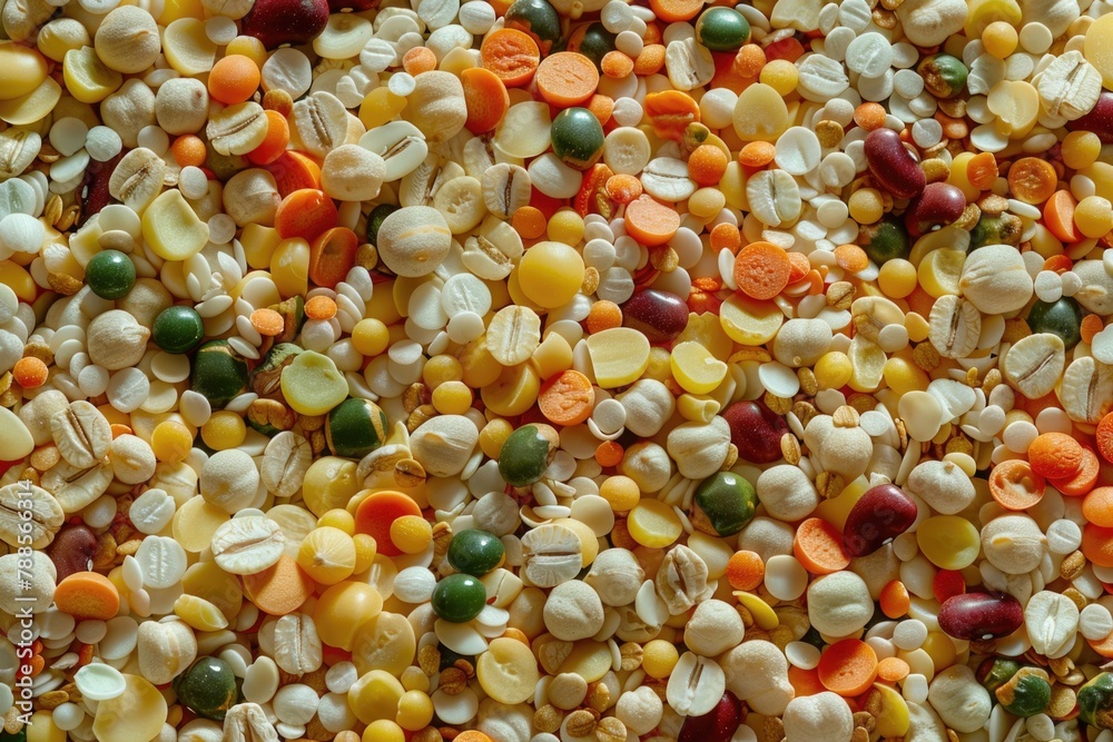 Poster close up of a mixture of different types of food. suitable for food blogs or restaurant menus