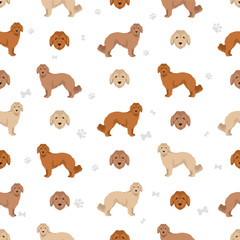 Basque Shepherd dog all colours seamless pattern. Different coat colors and poses set