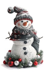 A snowman wearing a hat and scarf, perfect for winter designs