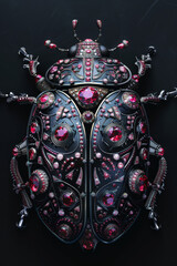 Elegant Jeweled Beetle Illustration on Dark Background