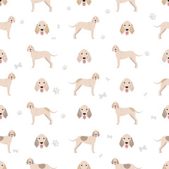 Billy dog seamless pattern. Different coat colors and poses set - 788567541