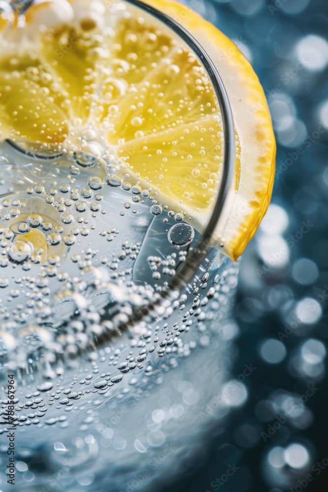 Poster a glass of water with a slice of lemon, perfect for hydration. ideal for health and wellness concept