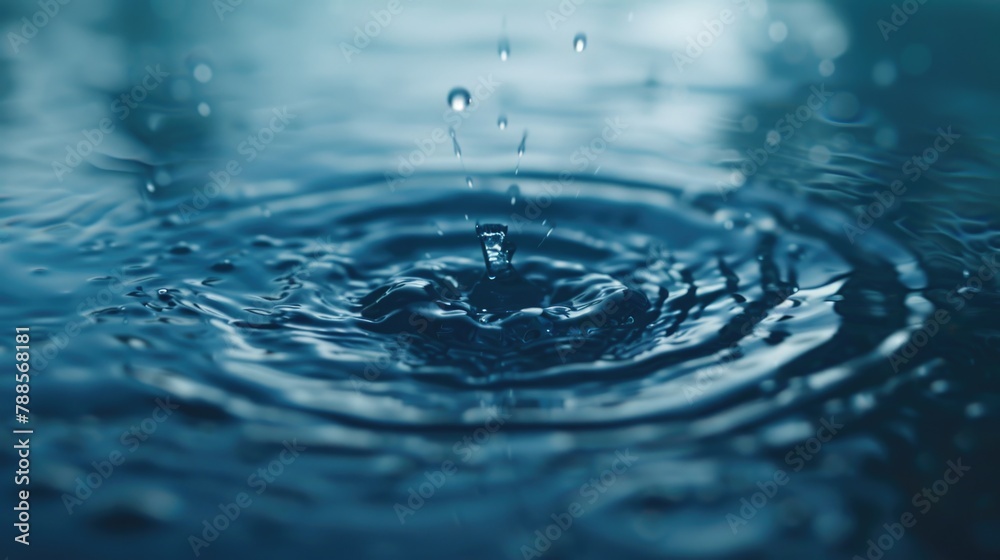Poster close up of a water drop in a pool, suitable for various designs