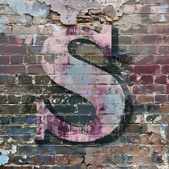 Distressed Brick Wall Background with a painted letter 