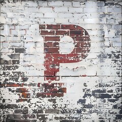 Distressed Brick Wall Background with a painted letter "P"