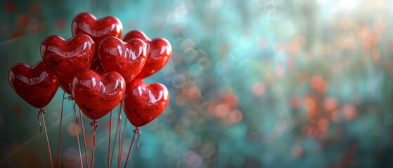 Elevated love, red heart balloons against a passionate backdrop
