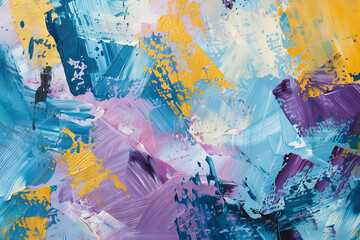Abstract Acrylic Art in Blue, Yellow, and Pink Hues