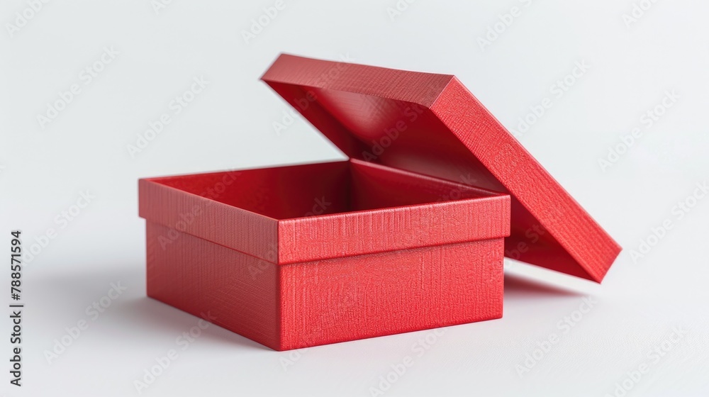 Aufkleber A red box opened on a white surface. Suitable for various concepts