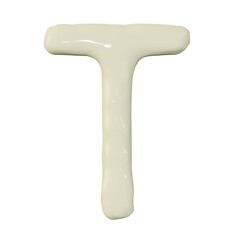 3d render of top view mayonnaise or cream alphabets for food or restaurant design, isolated on white.