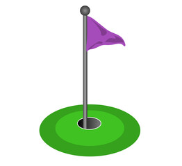 minimalist vector image of green golf course, course, greens, fairways, bunkers, sand traps, summer leisure	