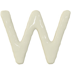 3d render of top view mayonnaise or cream alphabets for food or restaurant design, isolated on white.