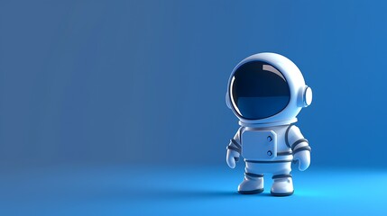 3D rendering of a cute astronaut in a spacesuit with a blue background.