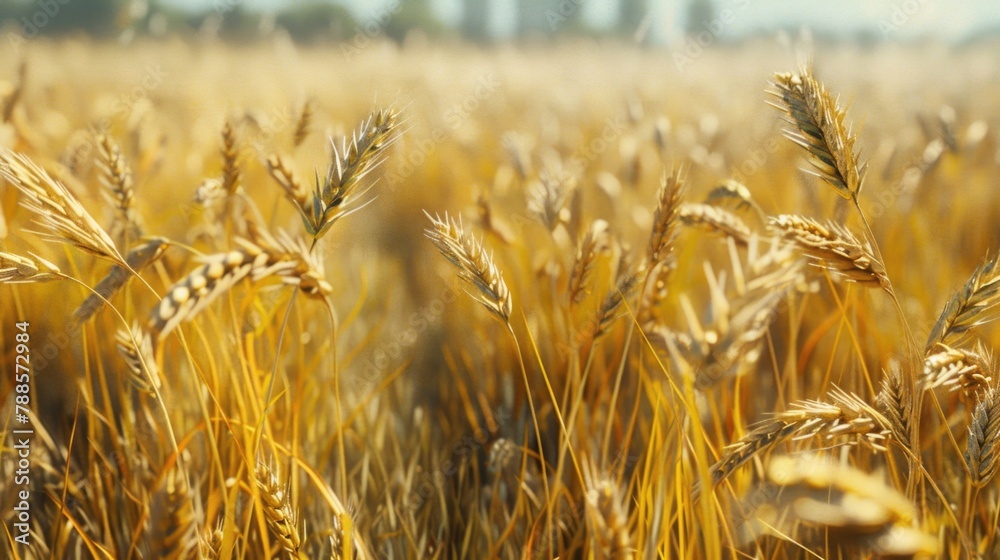 Poster a detailed view of a field of wheat. suitable for agricultural concepts