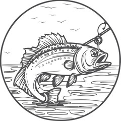Fishing coloring pages. Fishing outline for coloring book
