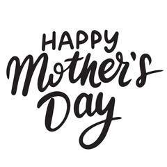 Happy Mother's Day text isolated on transparent background. Hand drawn vector art.