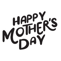 Happy Mother's Day text isolated on transparent background. Hand drawn vector art.