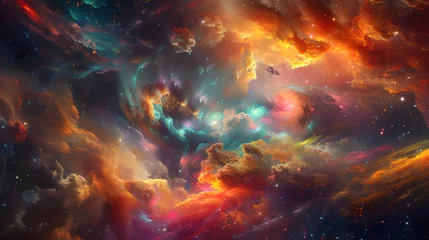 Foto auf Alu-Dibond Universum A Symphony Of Elemental Forces Colliding In A Cataclysmic Explosion Of Color And Sound, Creating A Surreal Tableau Of Cosmic Chaos And Creation