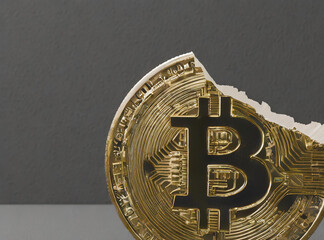3d rendering, of Bitcoin halving concept, on a gray background3