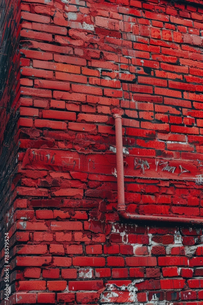 Poster A red brick building with a fire hydrant in front of it. Suitable for urban and architecture concepts