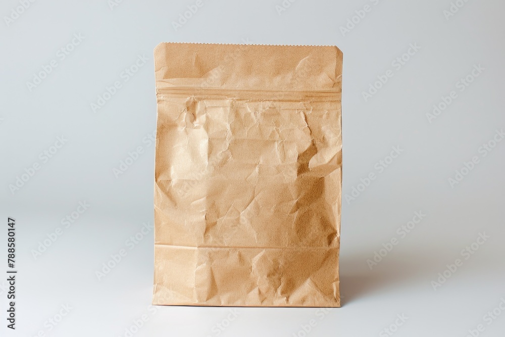 Poster brown paper bag on table, versatile image for various projects