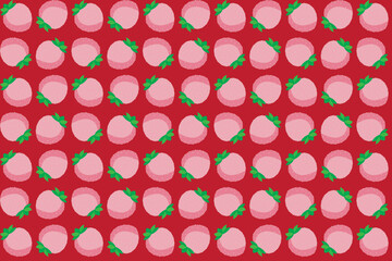 Illustration pattern, Abstract of strawberry fruit on red background.