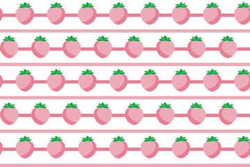 Illustration pattern, Abstract of strawberry fruit with pink line on white background.