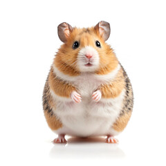 a cute fat hamster close up isolated on white background