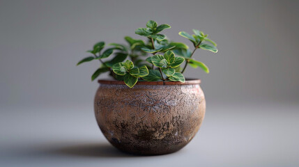 Tiny miniature potted plant, adding greenery to transparent backgrounds.