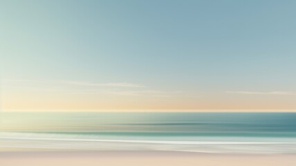 Fototapeta na wymiar Clear blue sky sunset with glowing orange teal color horizon on calm ocean seascape background. Picturesque generative ai
