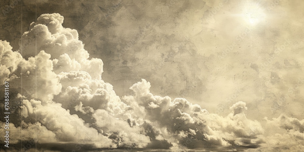 Poster a black and white photo of clouds in the sky. suitable for various design projects