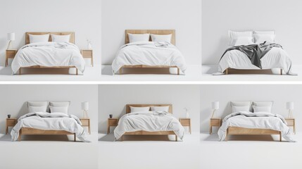 bed set of different angles - obrazy, fototapety, plakaty