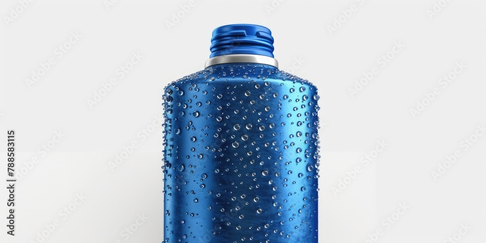 Poster close-up of a soda can with water droplets. perfect for beverage or refreshment concepts