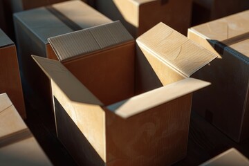 Pile of cardboard boxes, suitable for shipping and storage solutions