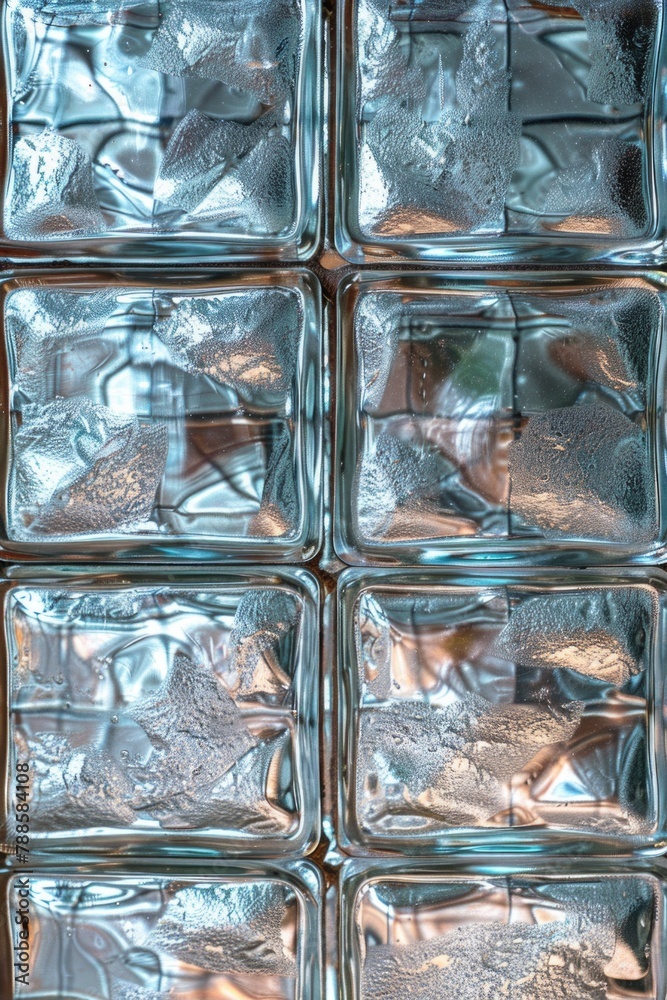 Poster detailed close-up of a glass block wall. perfect for architectural projects
