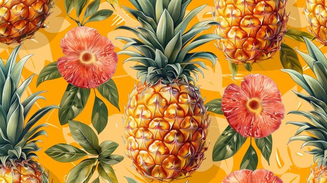 It is a seamless pineapple pattern with a pineapple silhouette repeating ornament ideal for textile, scrapbooking, or wrapping paper.