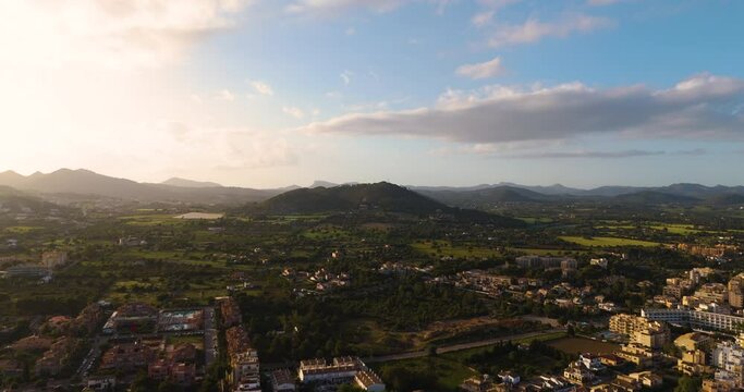drone aerial from the city of calla millor at Mallorca