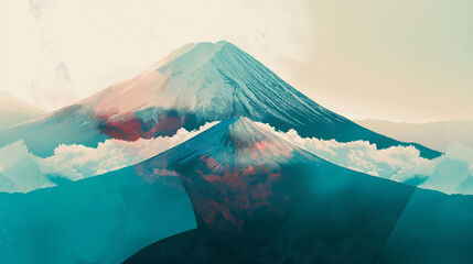 Monte Fuji  - arte no estilo colagem