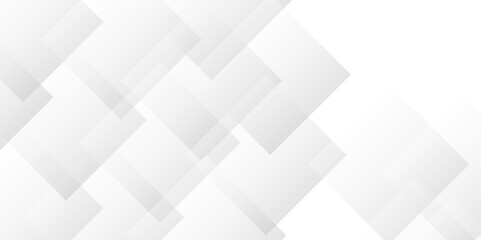 Abstract minimal geometric white and gray light background design. white transparent material in triangle diamond and squares shapes in random geometric pattern.