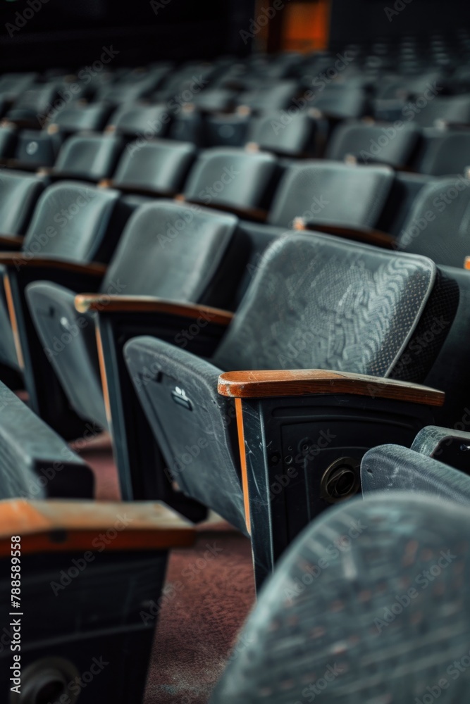 Aufkleber Rows of empty seats in an auditorium. Suitable for educational or event concepts